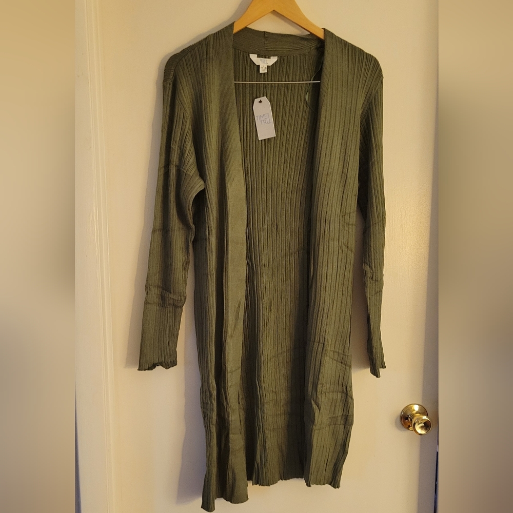 Olive Green Duster Cardigan